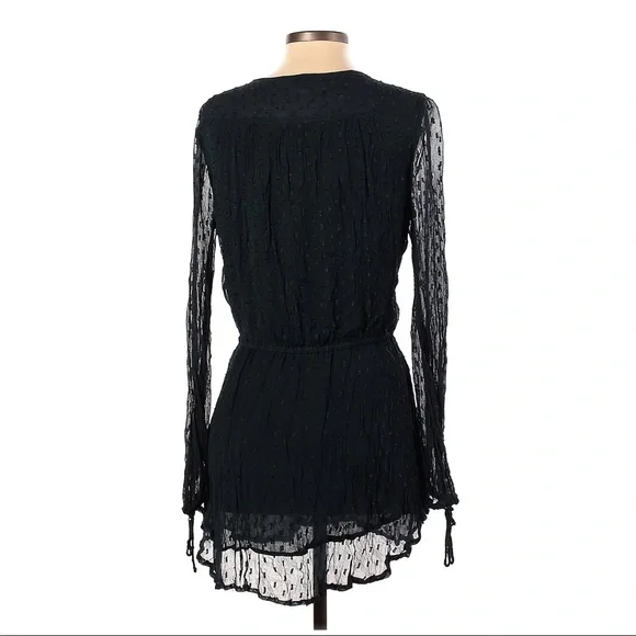 Free People XS Daliah Swiss Dot Deep Black Teal Mini Dress - Picture 5 of 6